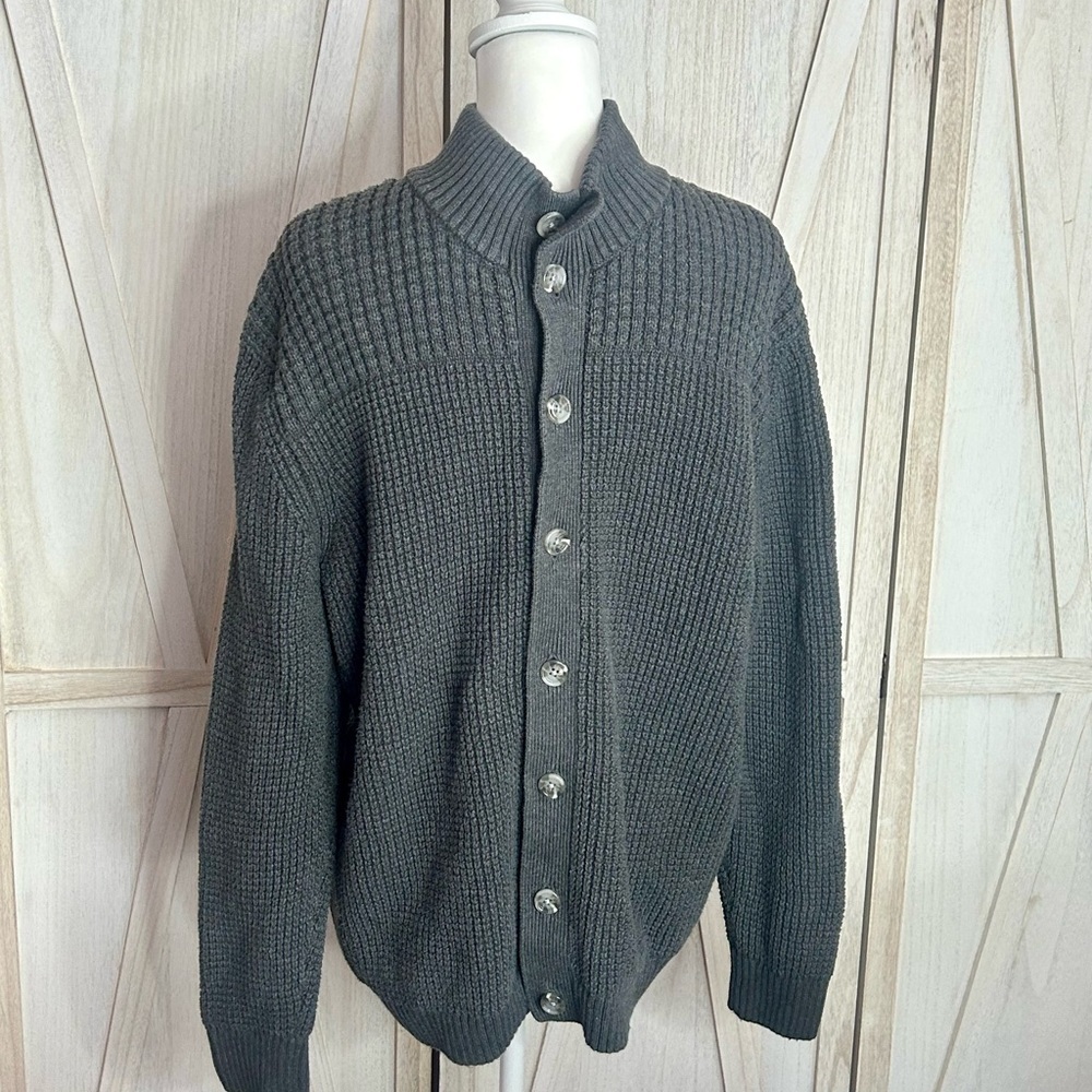 Men's Charter Club chunky Gray Button-Up Sweater size XL academia grandpa core - Picture 2 of 11